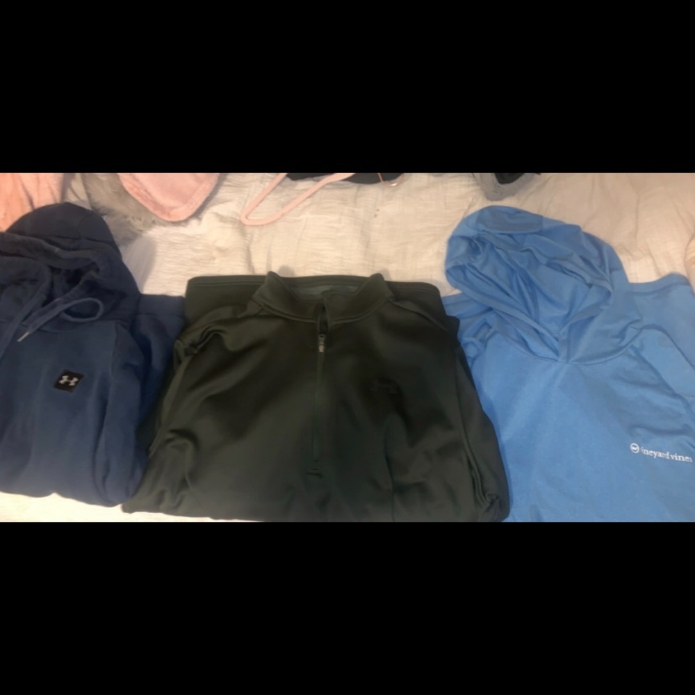 3 men's hoodies.